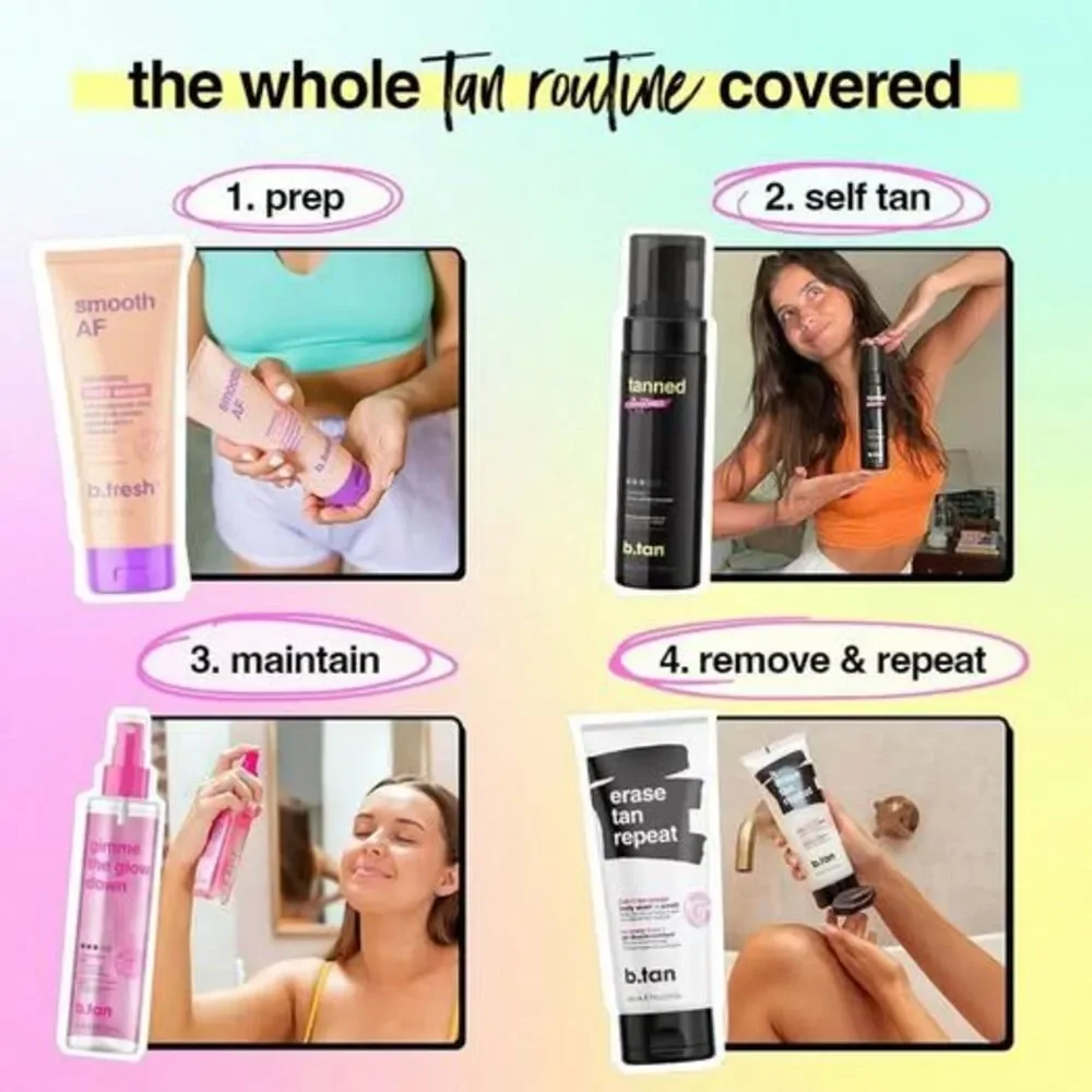 b.tan Glow Getter Self-Tanning Kit|2x1-Hour Tanning Mousse+applicator